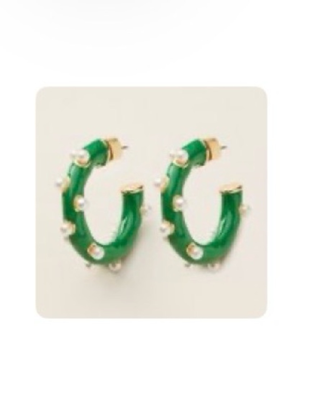 Green Enamel Hoop Earrings with Pearl Polka Dot Accents - Kate Spade x Target
